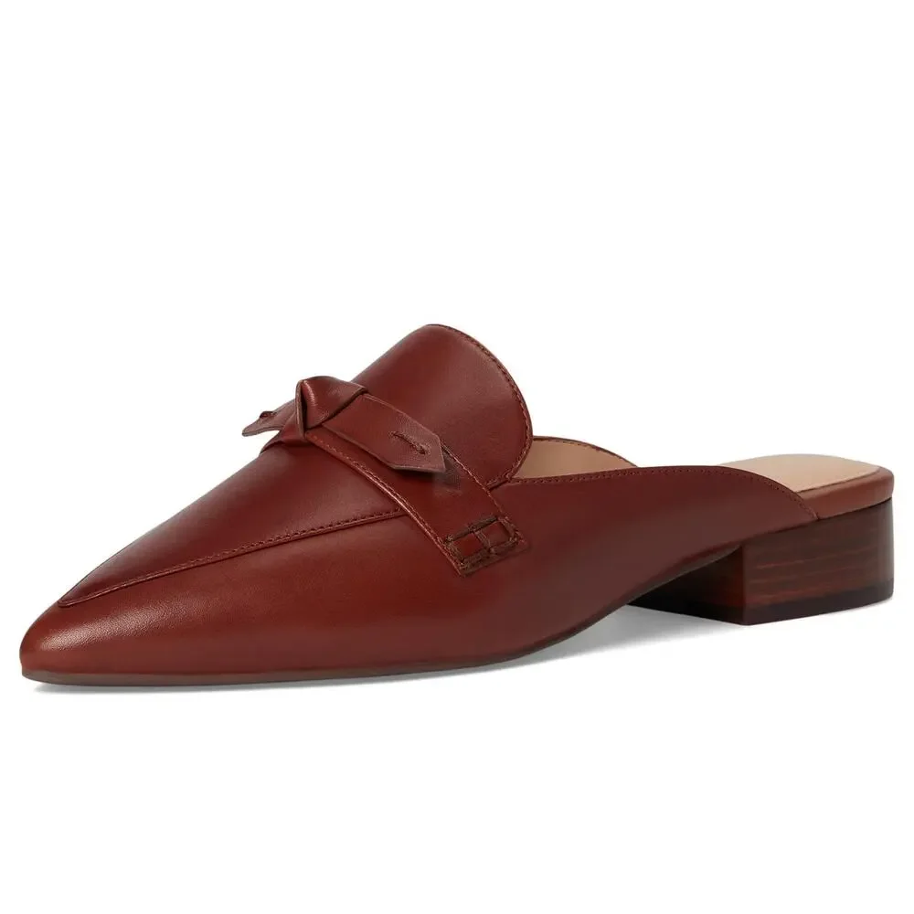 COLE HAAN WOMENS PIPER BOW MULE, DARK CUOIO LEATHER, 9.5-B US